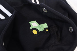 Embroidered tractor black long sleeved sweatshirt